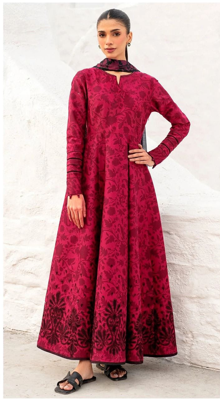 JAZMINE LUXE DAMAN BORING PRINTED-EMBROIDERED UNSTICHED LINEN 3PC (SL-7049)