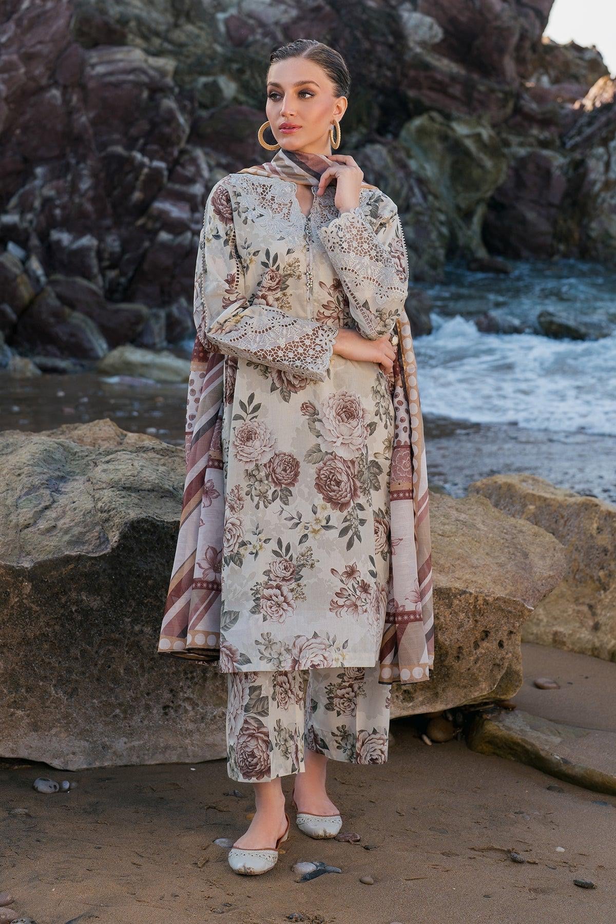 Baroque Print Embroidered Lawn 3pc SL-6320