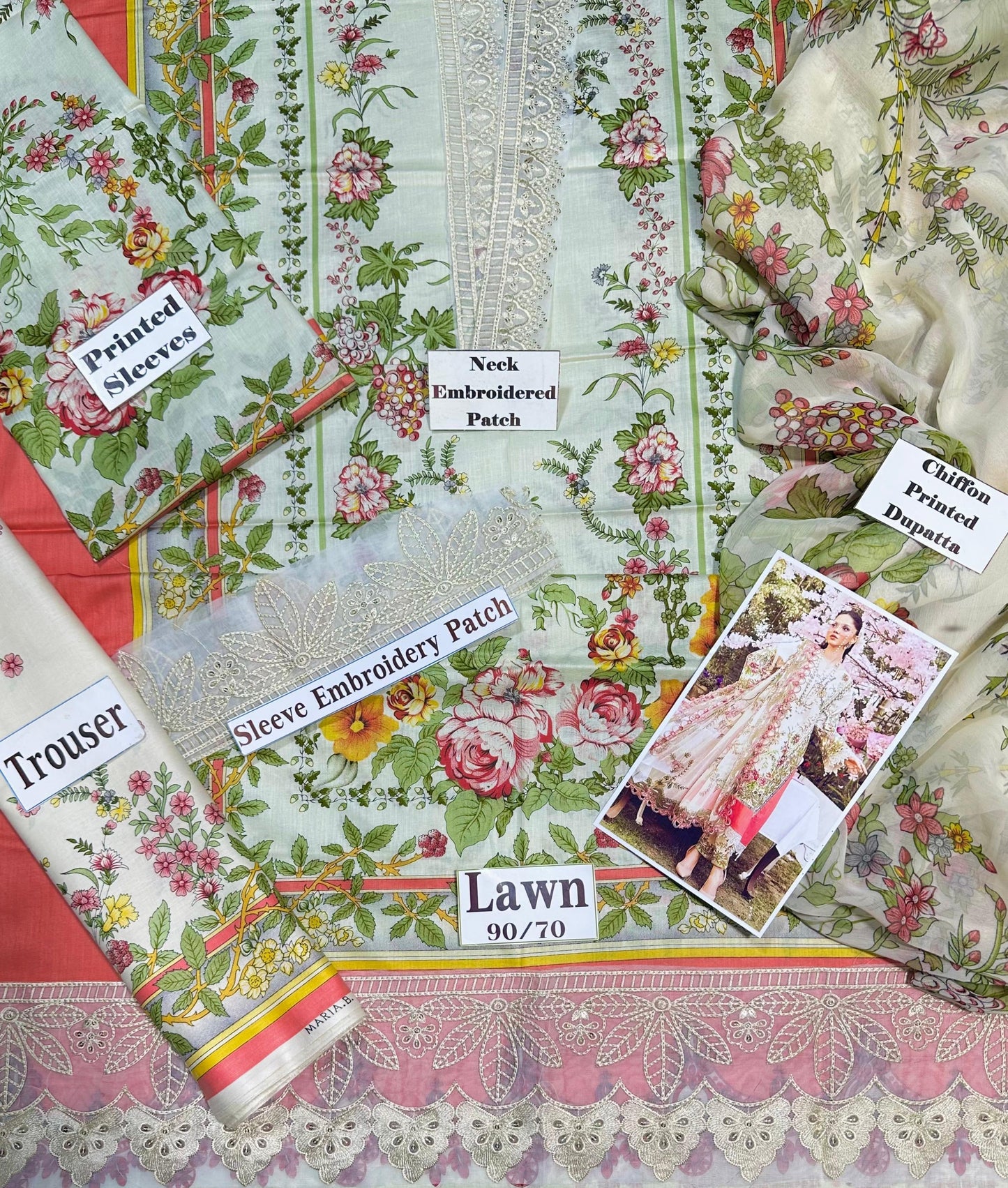 MARIA B PRINT EMBROIDERED LAWN 3pc SL-2605A