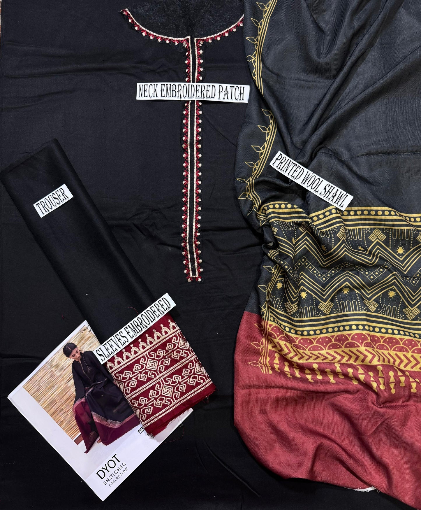 DYOT-DHANK EMBROIDERD UNSTICH 3pc(WA-515)