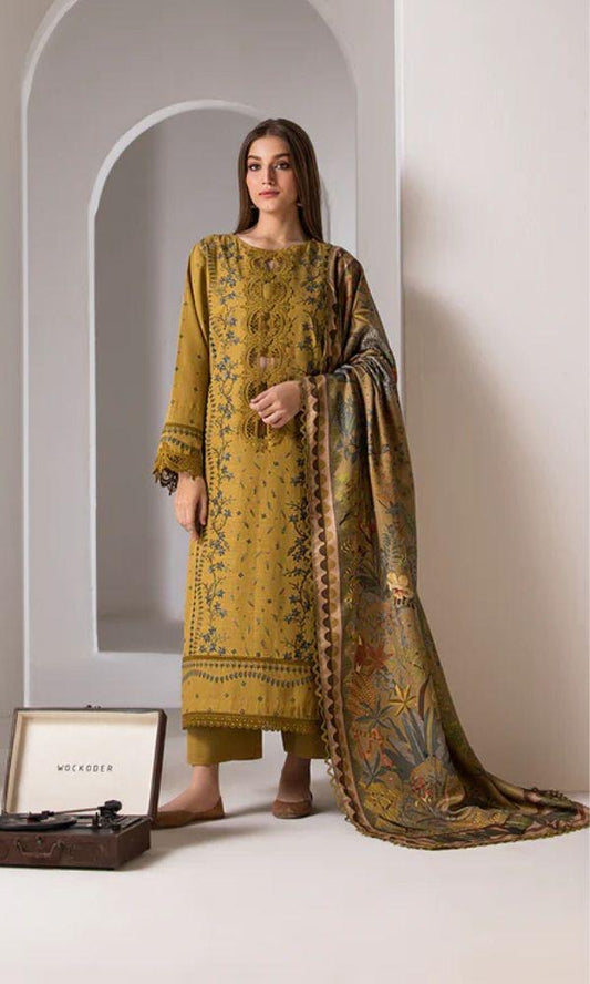 SOBIYA NAZIR-HEAVY EMBROIDERED DHANAK  UNSTICHED 3PC (WA-654)