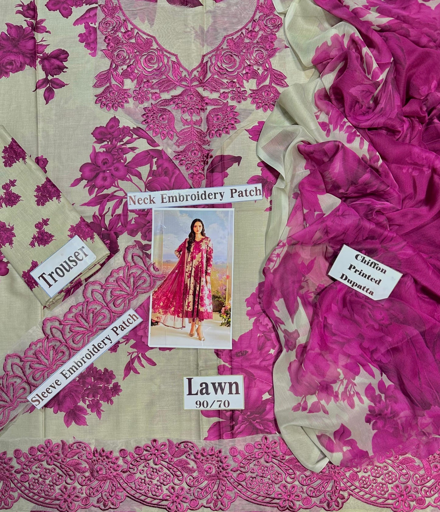 Iznik Lawn Embroidered Print 3pc SL-3276