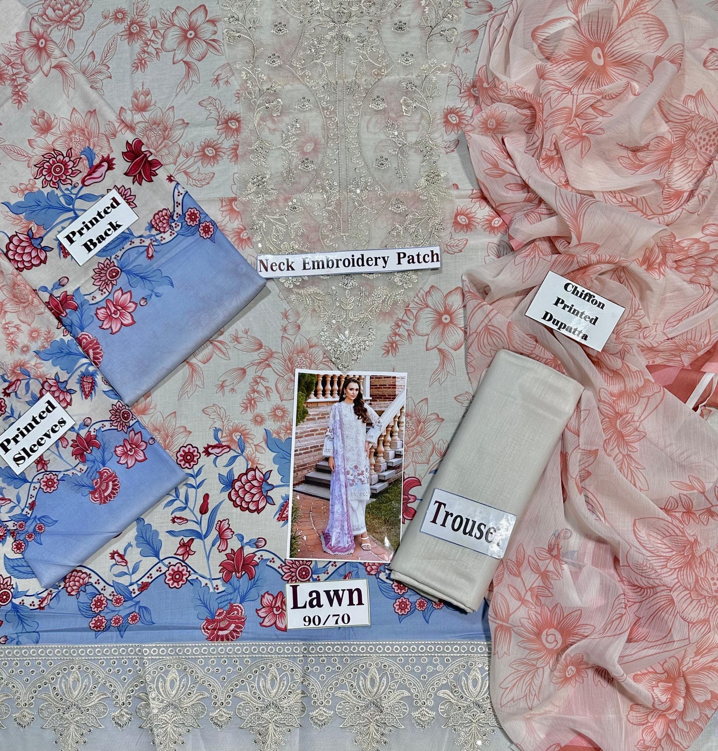 Afrozeh Print Embroidered Lawn SL-5488