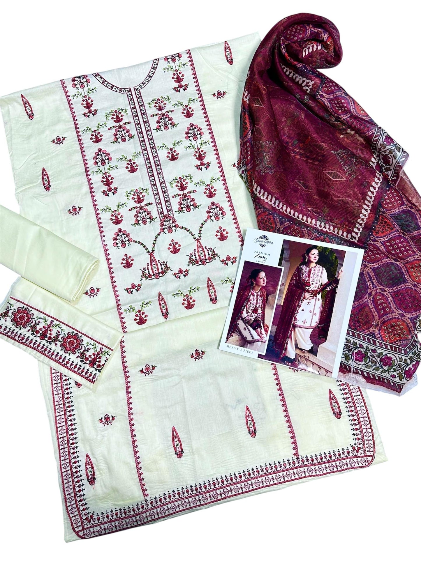 Heavy Embroidered Lawn 3pc