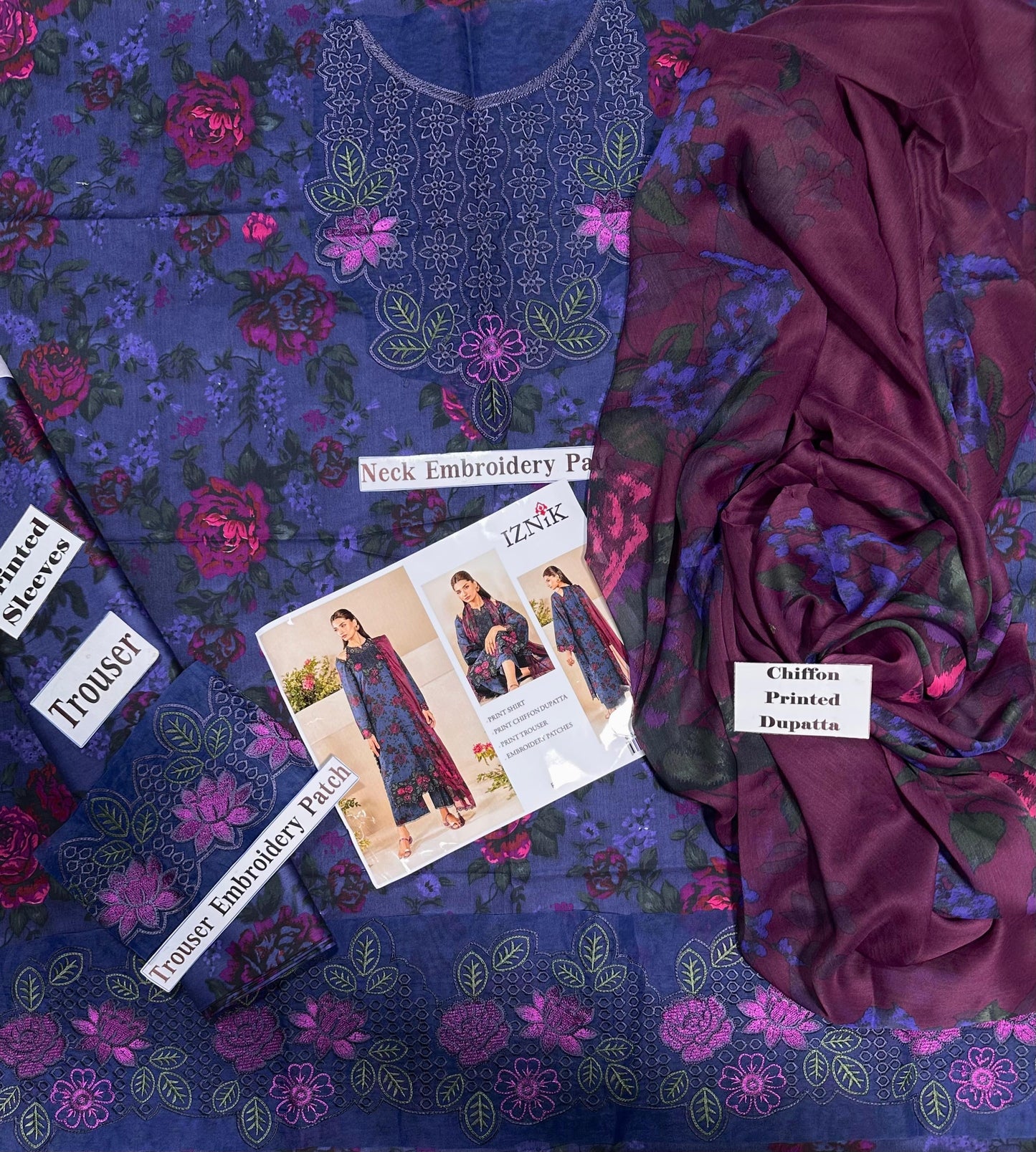 IZNIK PRINT LAWN EMBROIDERED 3pc SL-2512