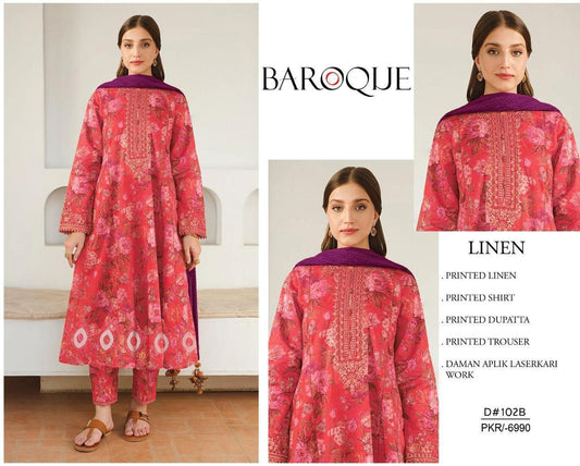 BAROQUE LINEN DAMAN LEASERKARI 3pc