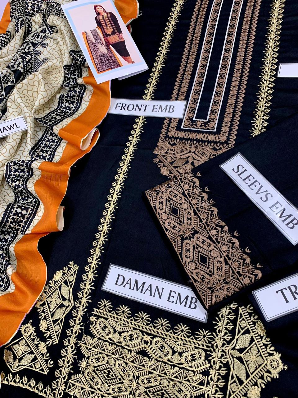 KHADI DHANAK FULL EMBROIDERED 3pc suite