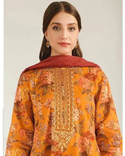 BAROQUE LUXE DAMAN LASER KARI UNSTICHED LINEN 3pc (SL-4334)