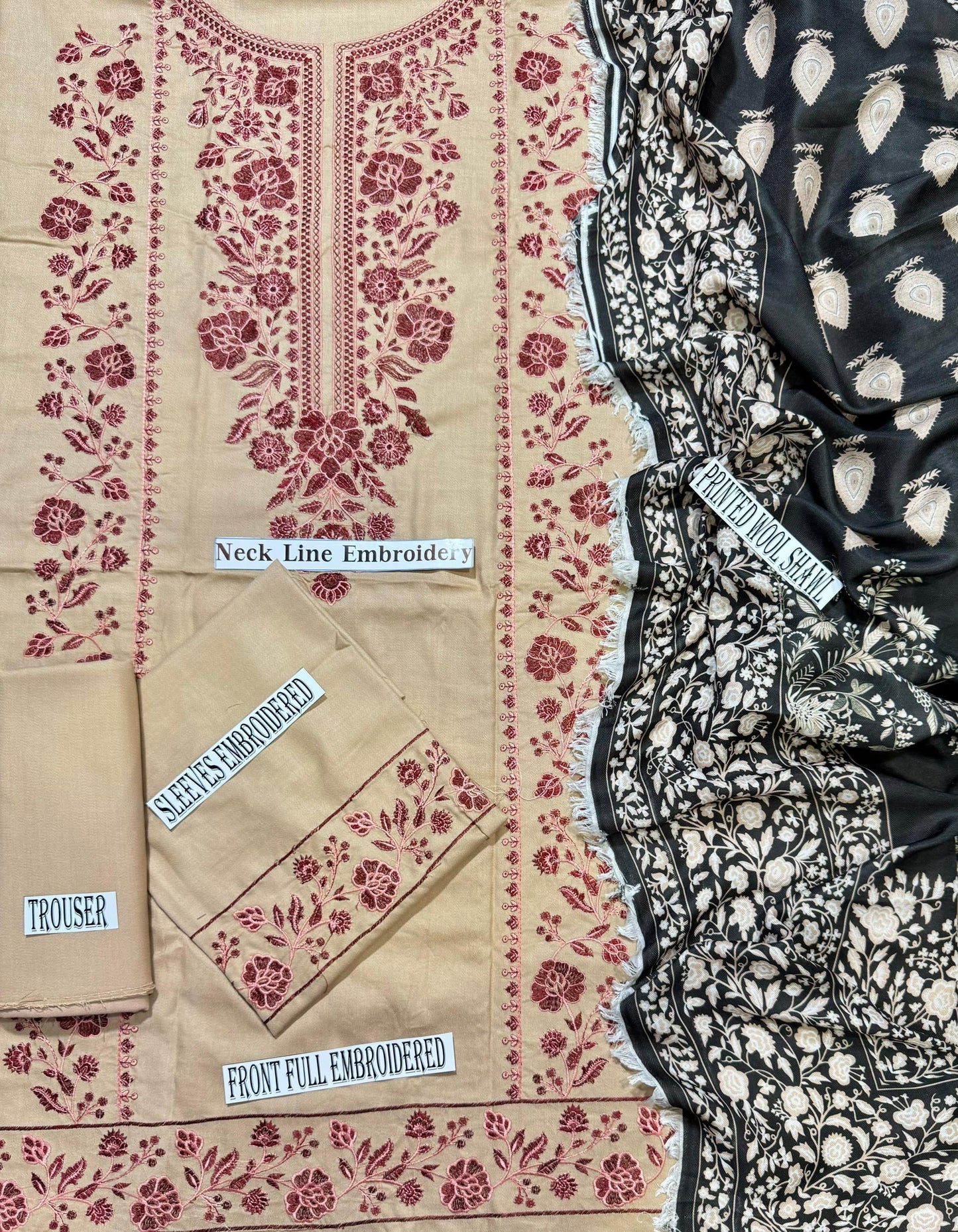 DURE-E FISHA DHANK EMBROIDERD UNSTICH 3pc(WA-942)