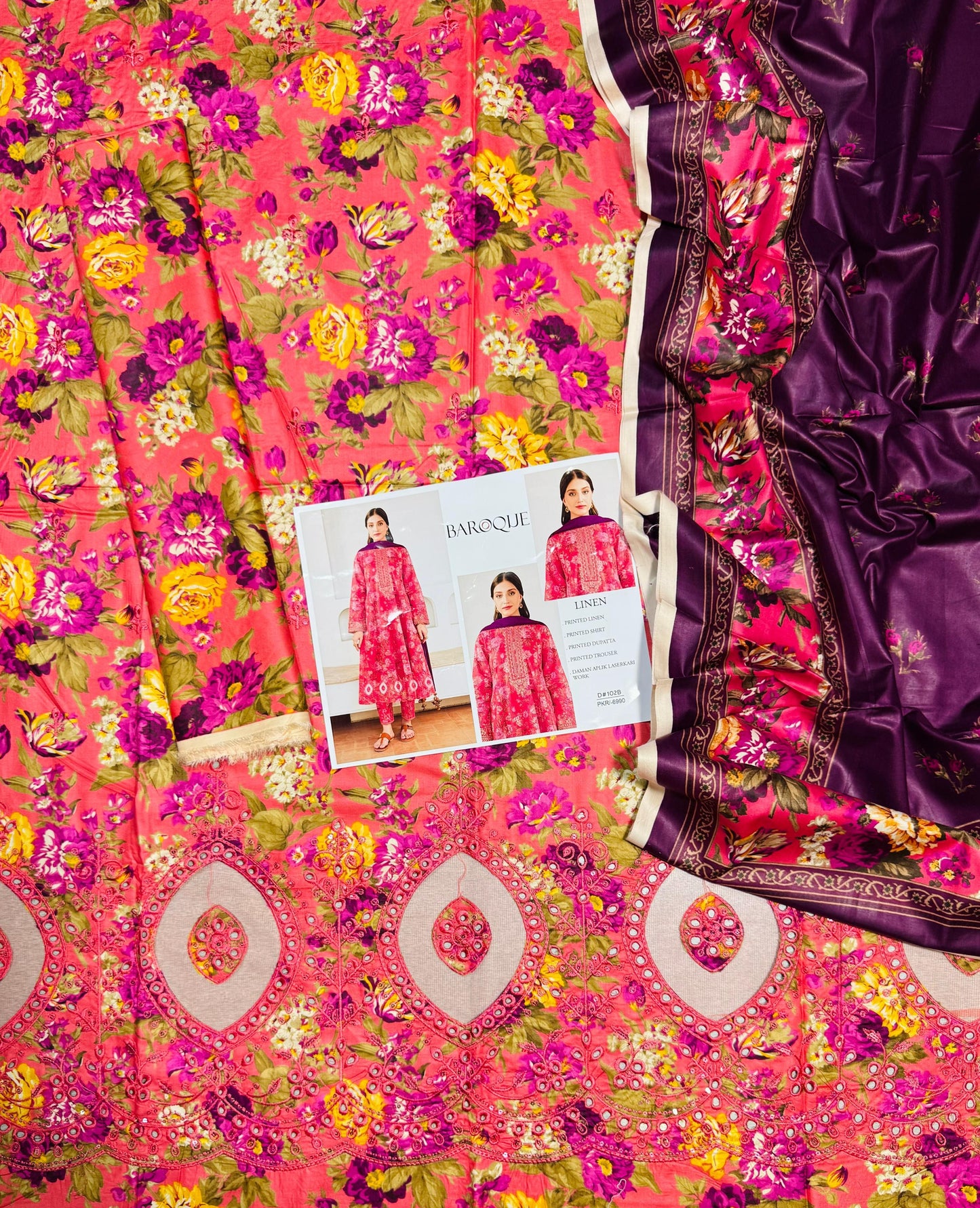 BAROQUE LINEN DAMAN LEASERKARI 3pc