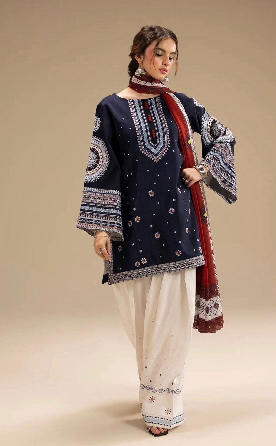 JAZMINE-DHANAK HEAVY EMBROIDERED UNSTICHED 3PC (AP-608)