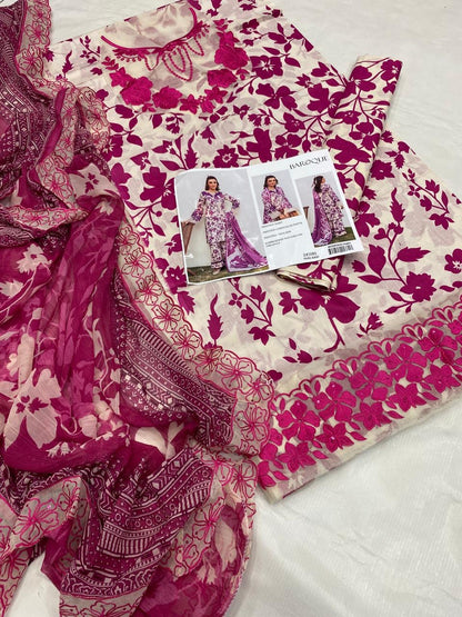 IZNIK-PINK BLOOM-PRINTED EMBROIDERED LAWN 3PC (SL-1755)