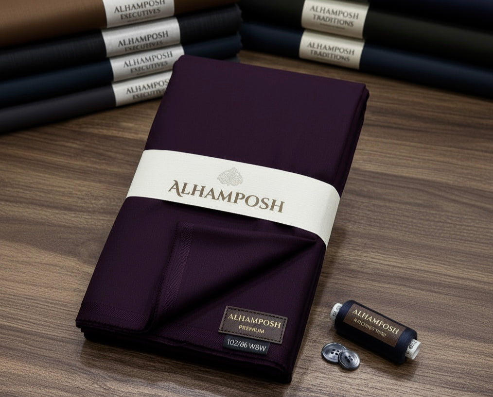 UNSTICHED MENS PREMIUM SUITE ALHAMPOSH SP (WINE)