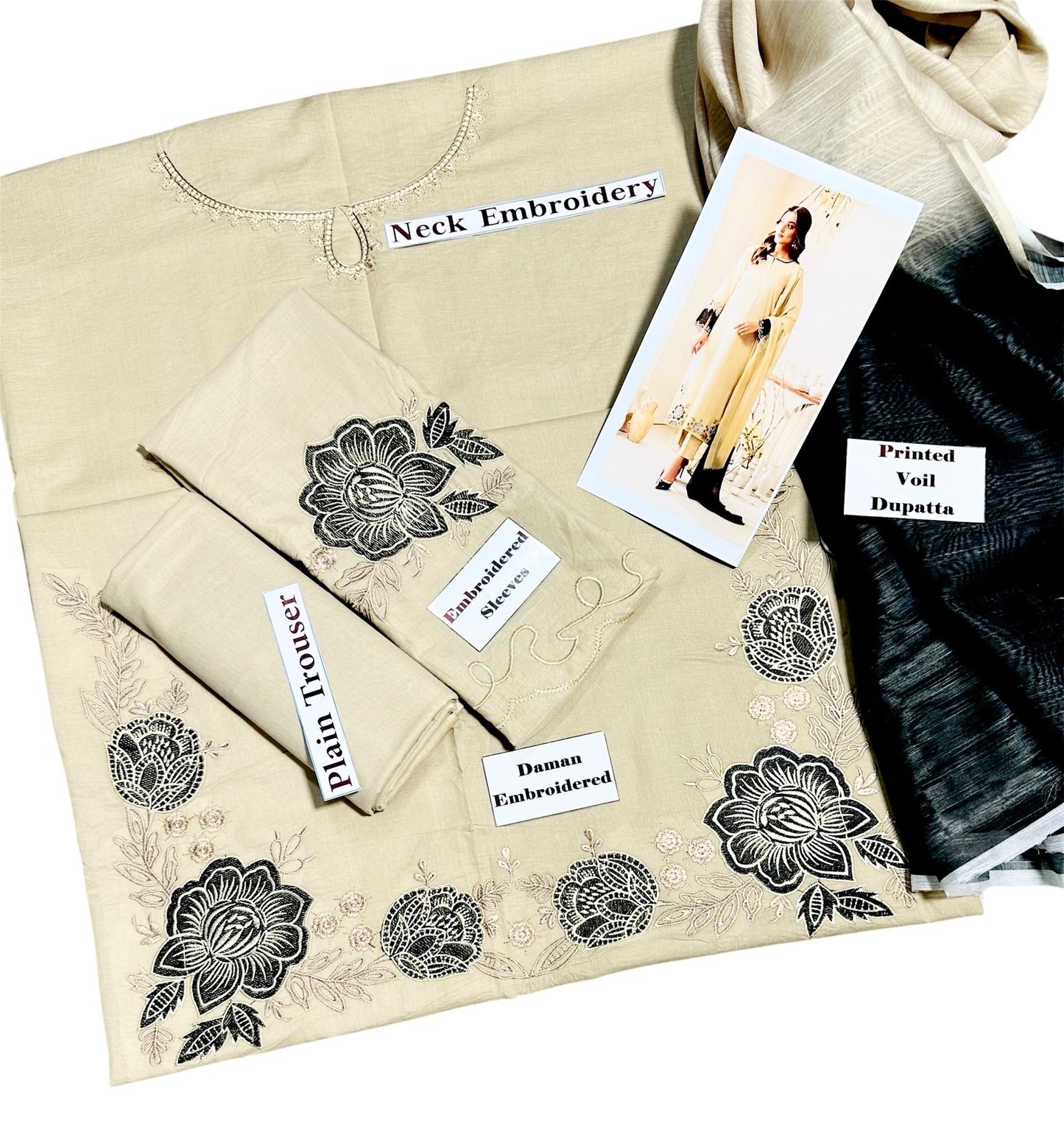 Heavy Embroidered Lawn 3pc