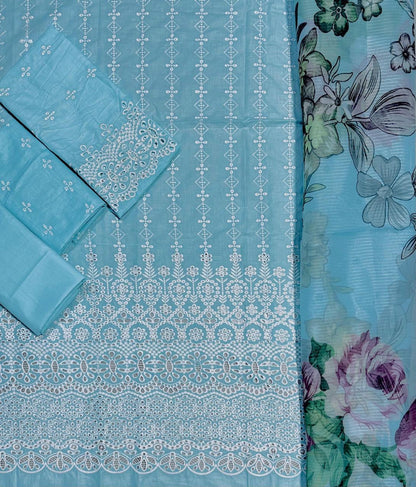 Heavy Embroidered Chikan Kari 3pc