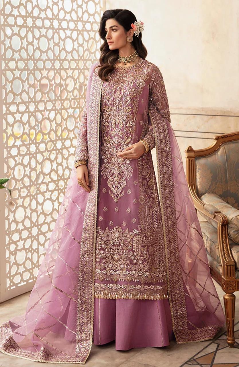 GUL-E-NARGIS - AFSANA- HEAVY EMBROIDERED ORGANZA UNSTICHED PARTY WEAR DRESS-(SL-359802)