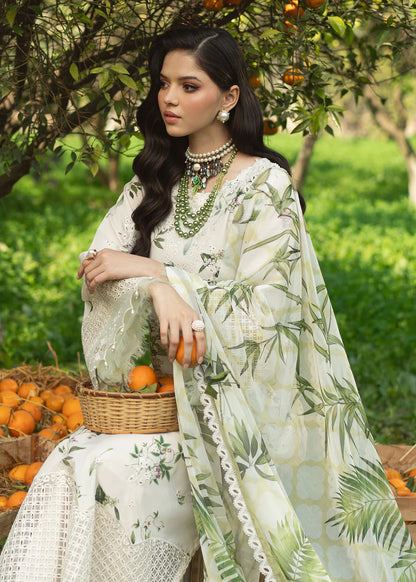 SARDINIA WHITE TULIP EMBROIDERED PATCHES & PRINTED LAWN 3 PIECE DRESS SL-45