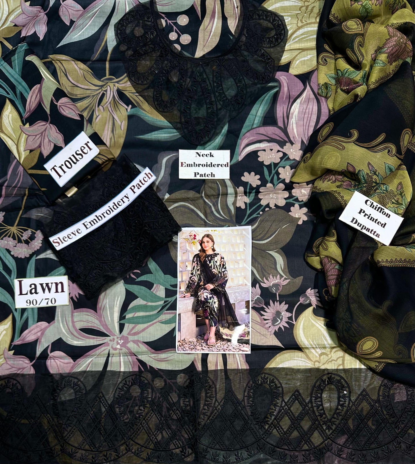 Baroque Print Embroidered Lawn 3pc SL-3050