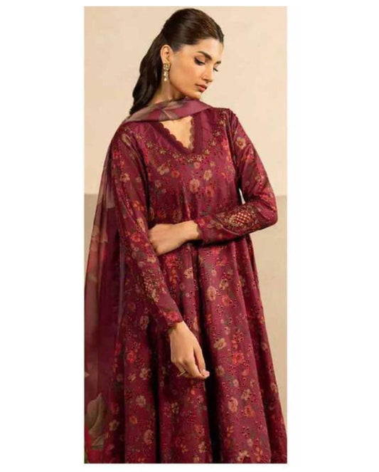 IZNIK LUXE DAMAN LASER KARI LINEN UNSTICHED 3PC (SL-4287)