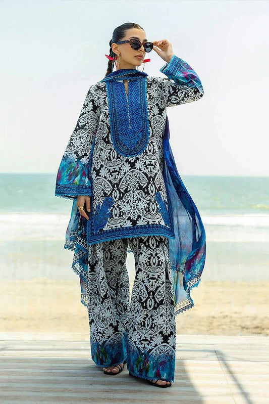 Zainab Chotani lawn Print With Embroidered Patches
