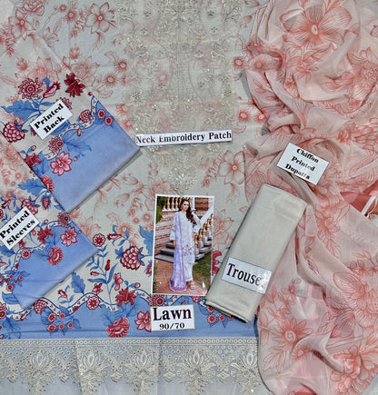Afrozeh Print Embroidered Lawn SL-5488