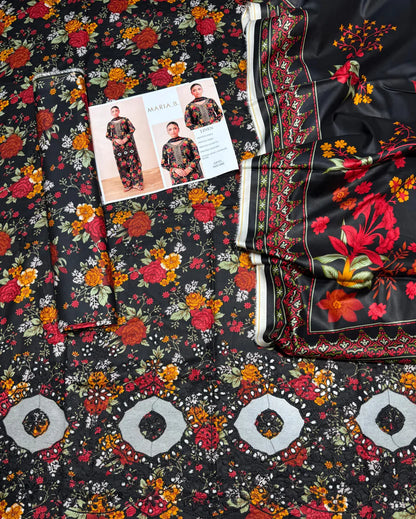 MARIA B-LUXE DAMAN LASER KARI UNSTICHED LINEN 3pc (SL-4319)