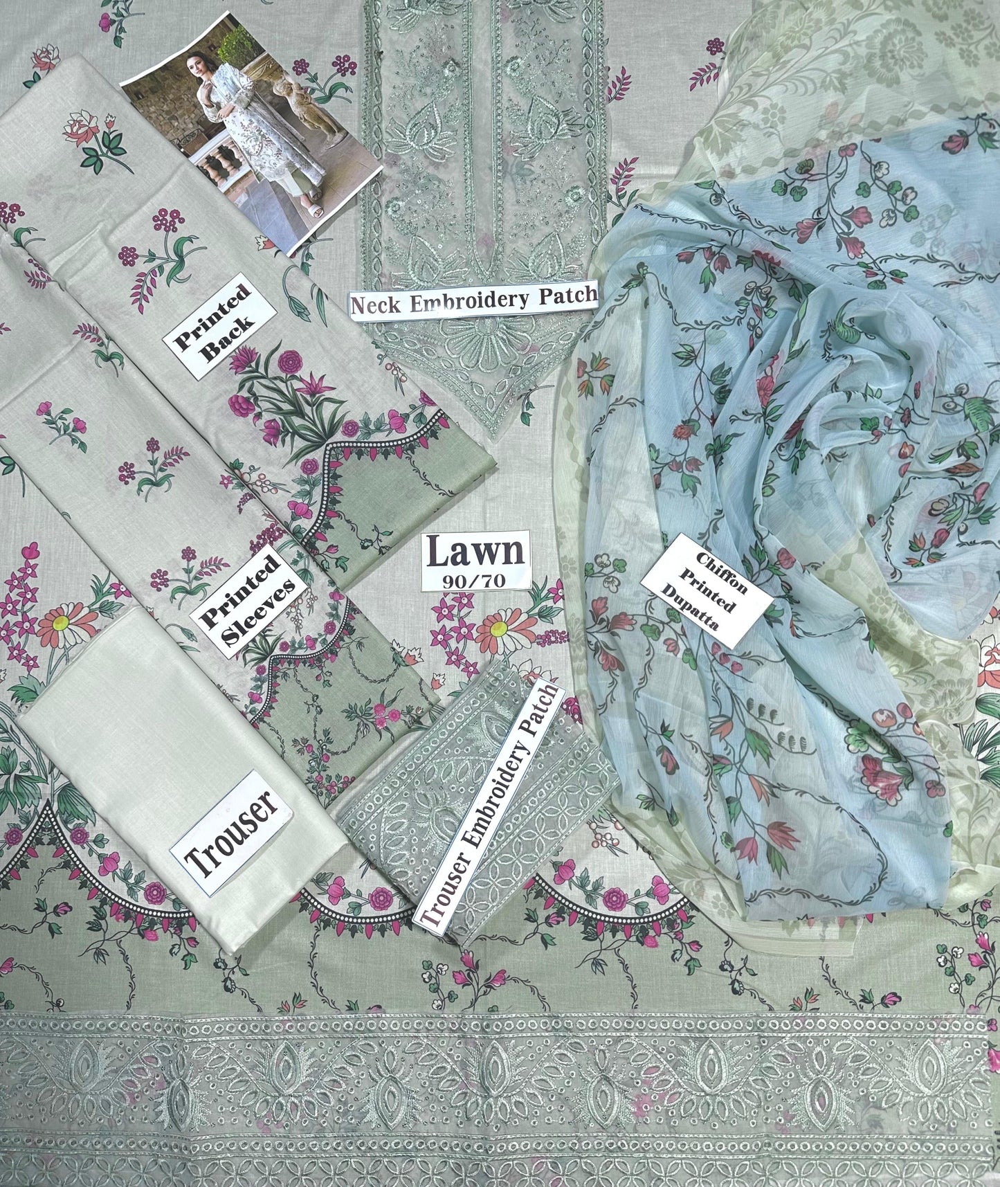 Afrozeh Rosheen A Print Embroidered Lawn SL-9049