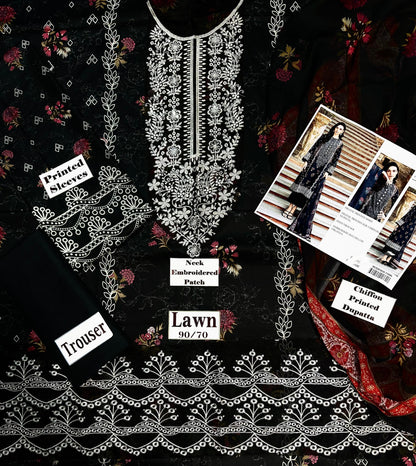 Afrozeh Print Embroidered Lawn 3pc