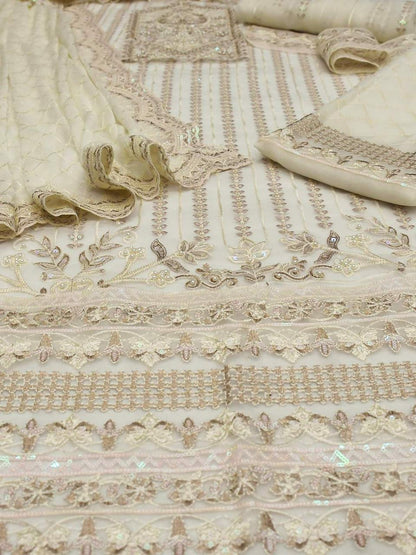 AKBAR ASLAM-LUXURY EMBROIDERED HANDEMBLISH - UNSTICHED FORMAL DRESS ORGANZA 3PC (SL-9884)