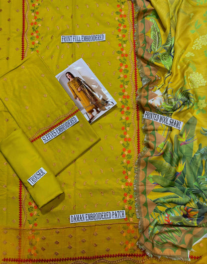 SOBIYA NAZIR-HEAVY EMBROIDERED DHANAK  UNSTICHED 3PC (WA-654)