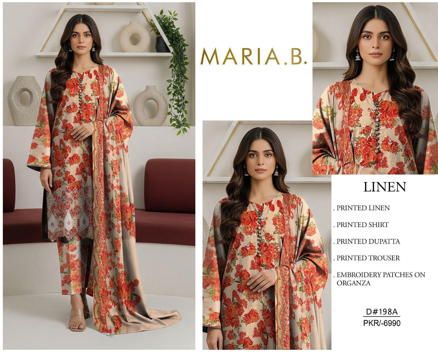 MARIA.B DAMAN EMBROIDERED 3Pc