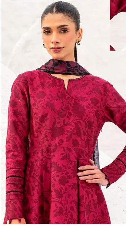 JAZMINE LUXE DAMAN BORING PRINTED-EMBROIDERED UNSTICHED LINEN 3PC (SL-7049)