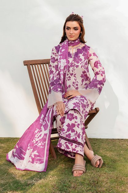 IZNIK-PINK BLOOM-PRINTED EMBROIDERED LAWN 3PC (SL-1755)
