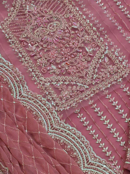 AKBAR ASLAM-LUXURY EMBROIDERED HANDEMBLISH - UNSTICHED FORMAL DRESS ORGANZA 3PC (SL-9883)