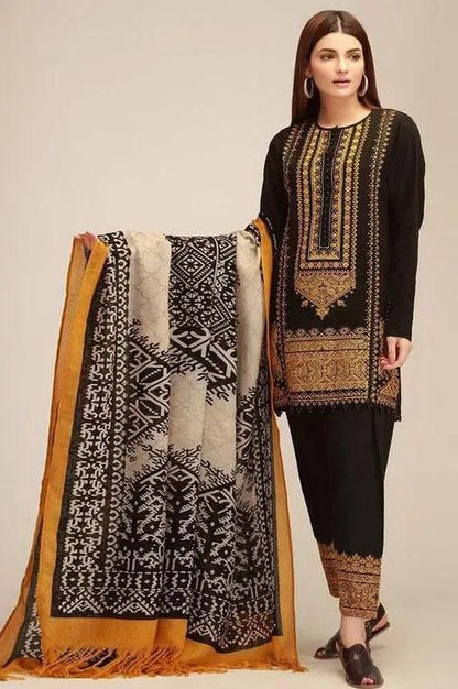 KHADI DHANAK FULL EMBROIDERED 3pc suite