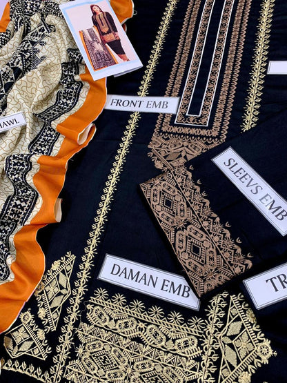 KHADI DHANAK FULL EMBROIDERED 3pc suite