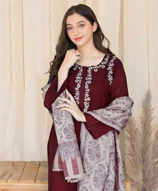 ASLING-DHANK EMBROIDERD UNSTICH 3pc(WA-634)