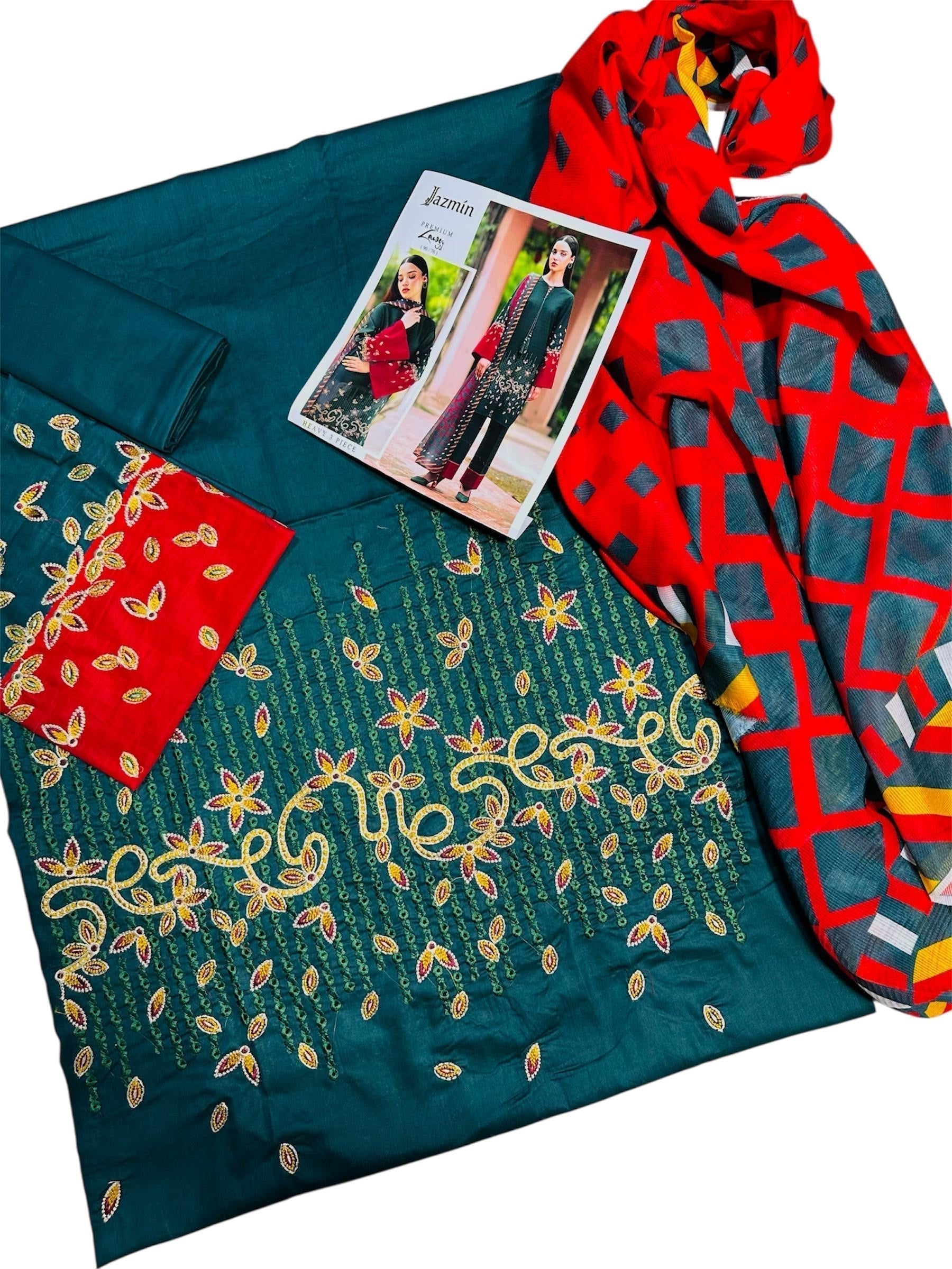 Heavy Embroidered Lawn 3pc