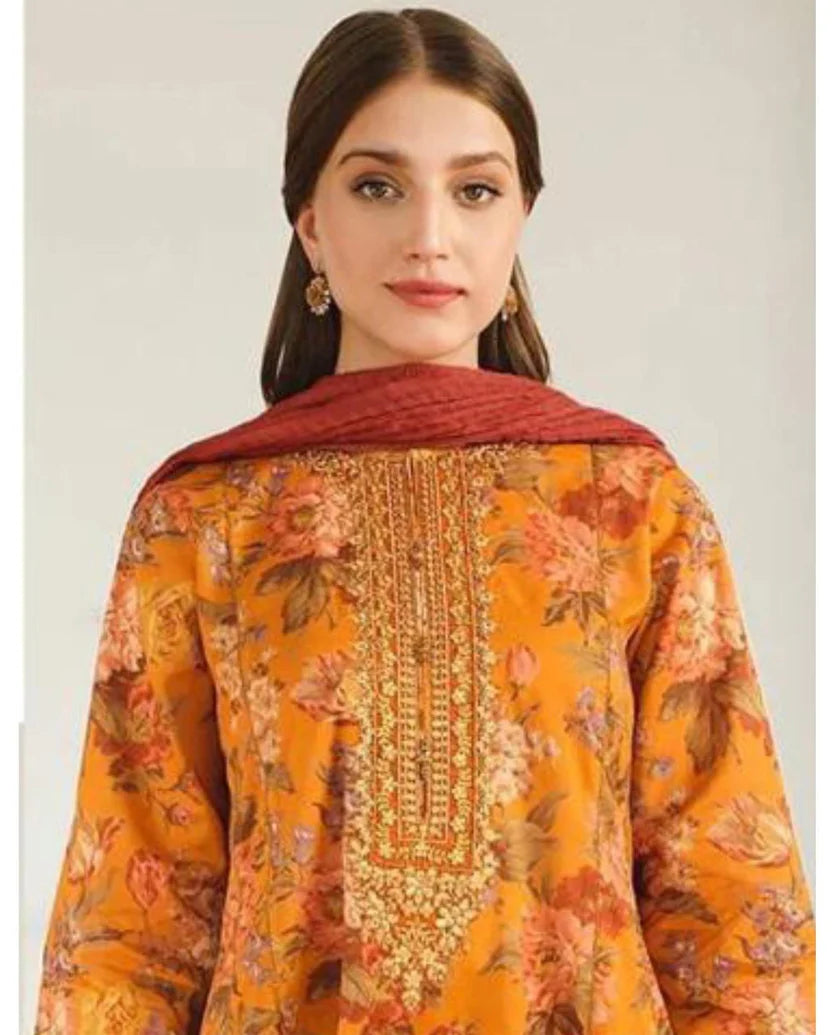 BAROQUE LUXE DAMAN LASER KARI UNSTICHED LINEN 3pc (SL-4334)