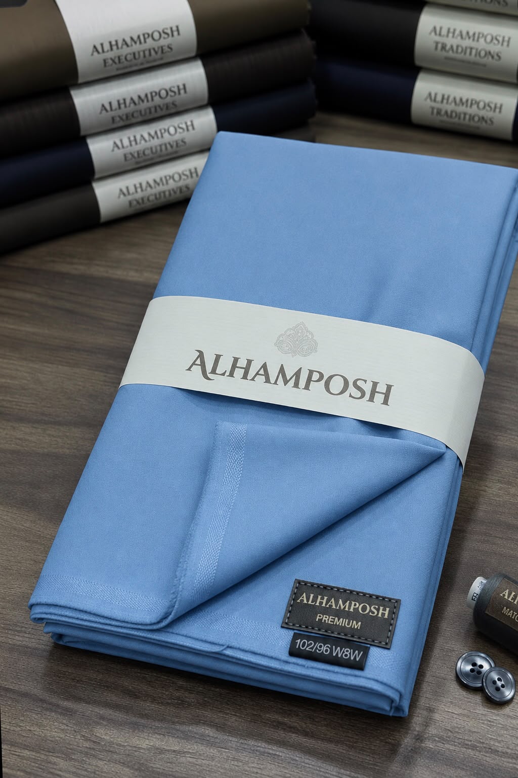 ALHAMPOSH SP Sky Blue Unstitched Mens Suit