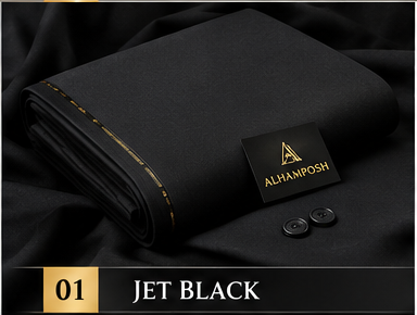 ALHAMPOSH Jet Black mens unstitched suit colour mockup