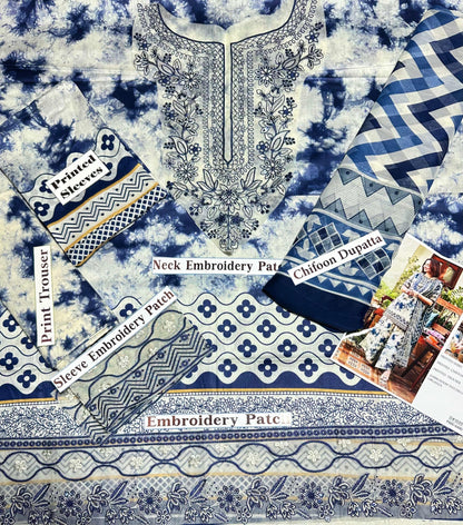 Hania Amir Lawn Print Embroidered 3pc SL-3213 Unstiched