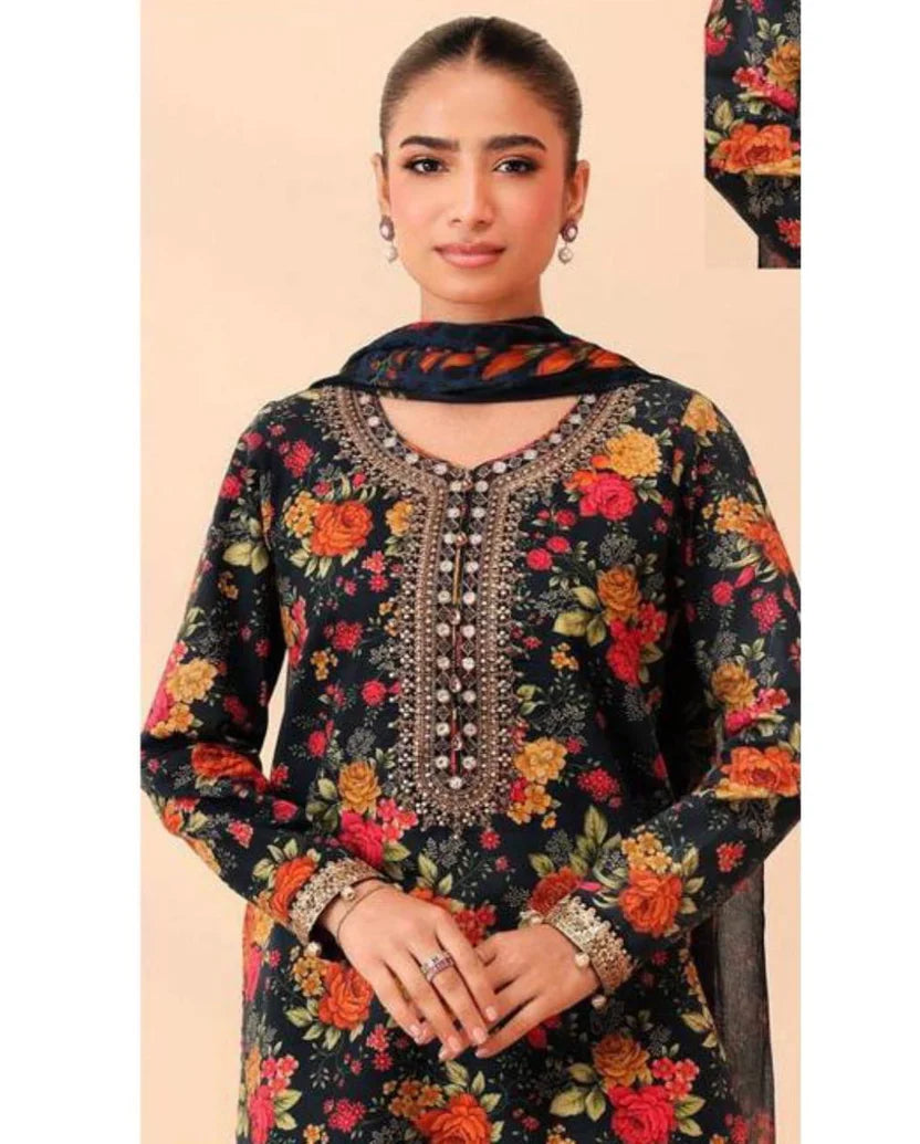 MARIA B-LUXE DAMAN LASER KARI UNSTICHED LINEN 3pc (SL-4319)