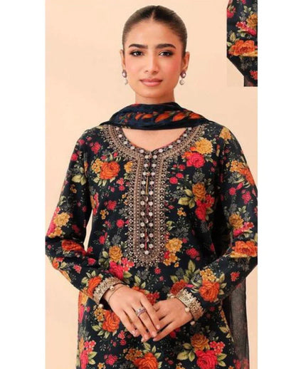 MARIA B-LUXE DAMAN LASER KARI UNSTICHED LINEN 3pc (SL-4319)