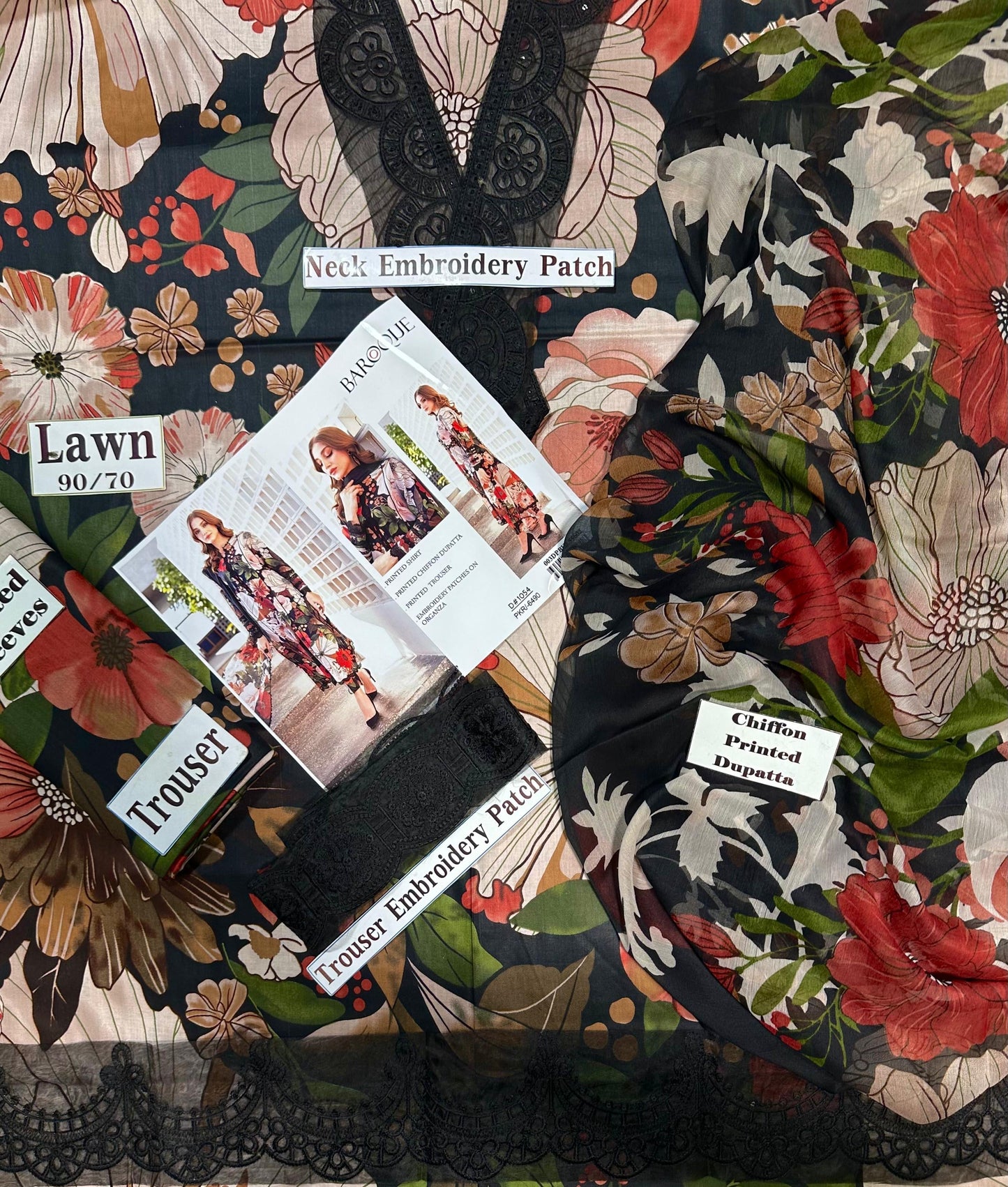 Baroque Print Embroidered Lawn 3pc SL-3601