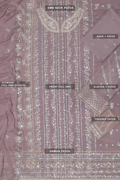 TWILIGHT LAVENDER-AZURE LUXE EMBROIDERED CHIFFON UNSTICHED 3PC (SL-8025)