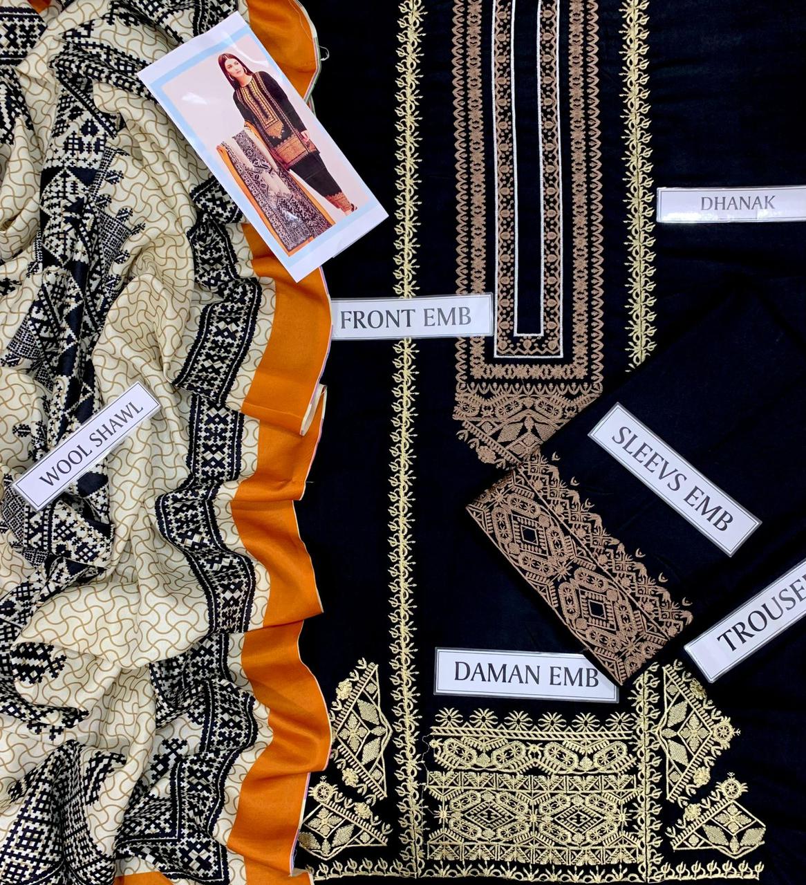 KHADI DHANAK FULL EMBROIDERED 3pc suite