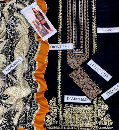 KHADI DHANAK FULL EMBROIDERED 3pc suite