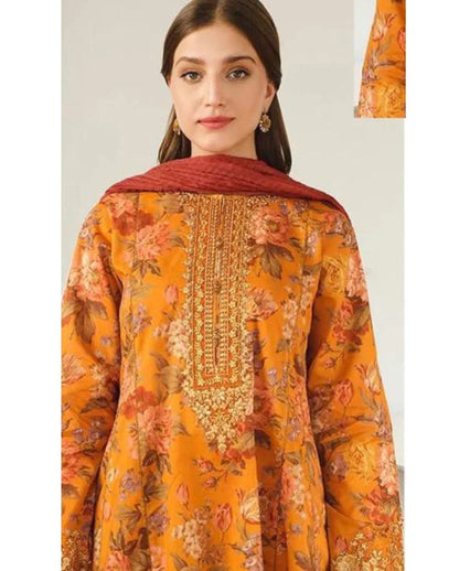 BAROQUE LUXE DAMAN LASER KARI UNSTICHED LINEN 3pc (SL-4334)