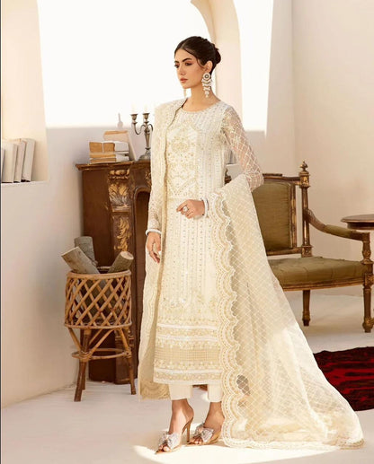 AKBAR ASLAM-LUXURY EMBROIDERED HANDEMBLISH - UNSTICHED FORMAL DRESS ORGANZA 3PC (SL-9884)